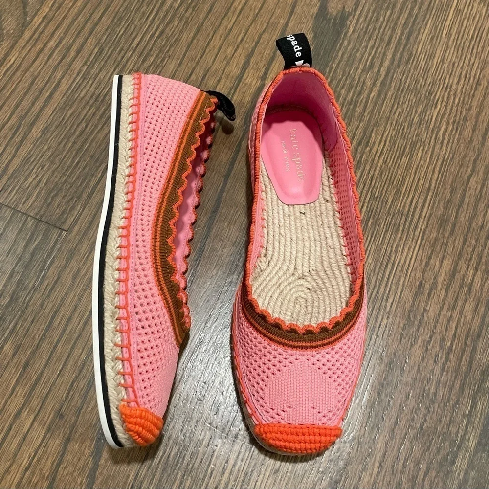 Kate Spade Knottingham Knitted Espadrille Flats Pink 6B